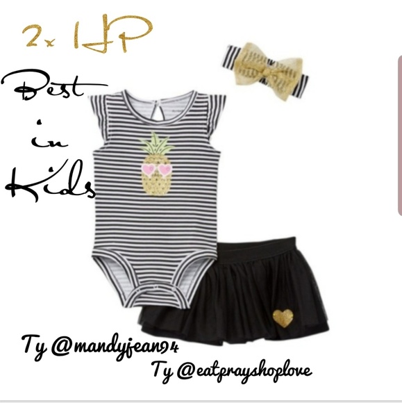 PL Baby by Petit Lem Pineapple Onesie Black 12MO